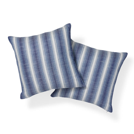 Schumacher Blue & White 22" x 22" Colada Stripe Pillow