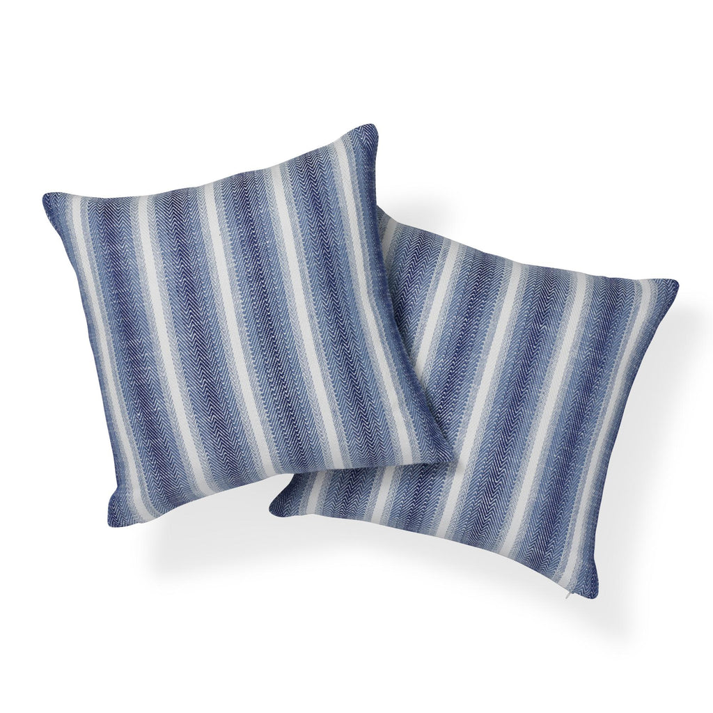 Schumacher Colada Stripe Blue & White 22" x 22" Pillow