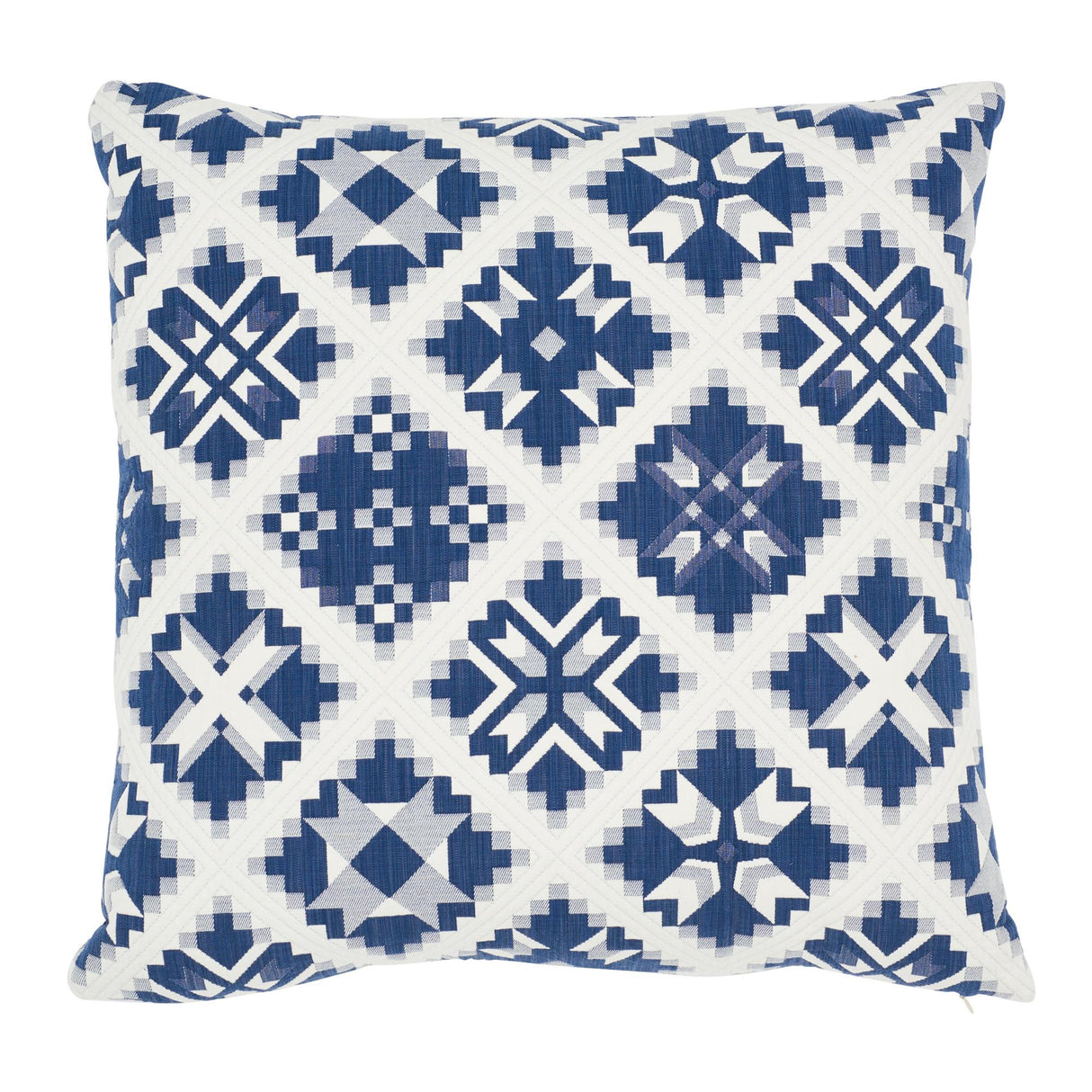 Schumacher Indigo 22" x 22" Tristan Patchwork Pillow