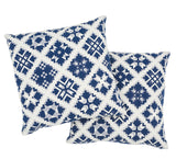Schumacher Indigo 22" x 22" Tristan Patchwork Pillow