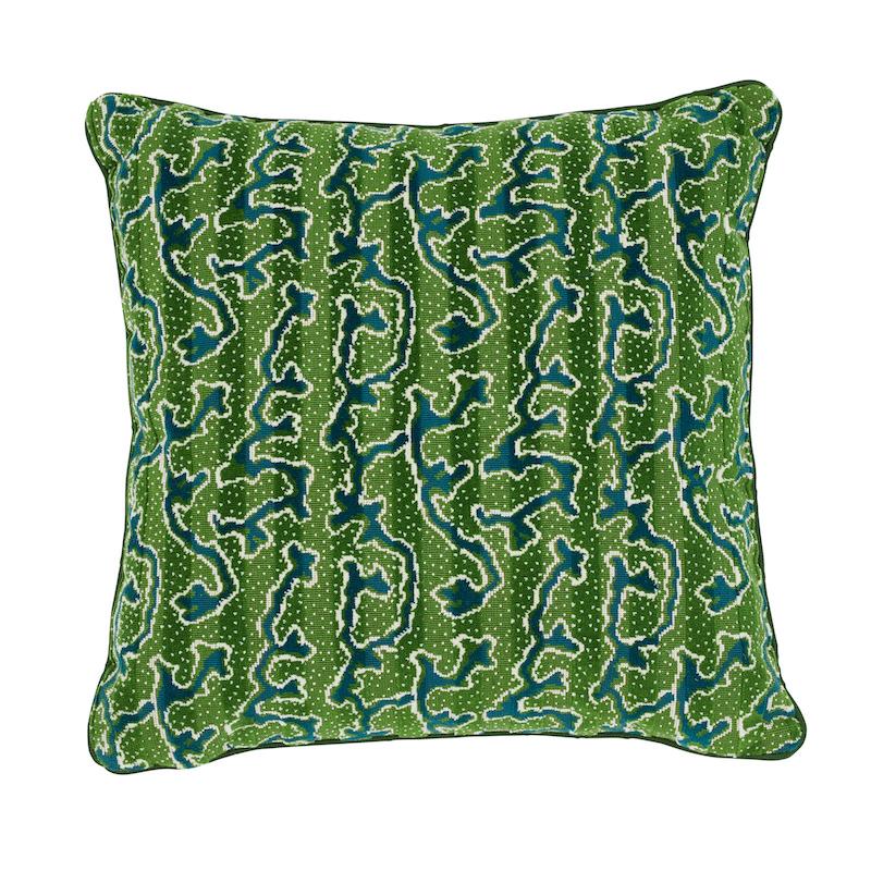 Schumacher Corail Velvet Emerald Green 18" x 18" Pillow