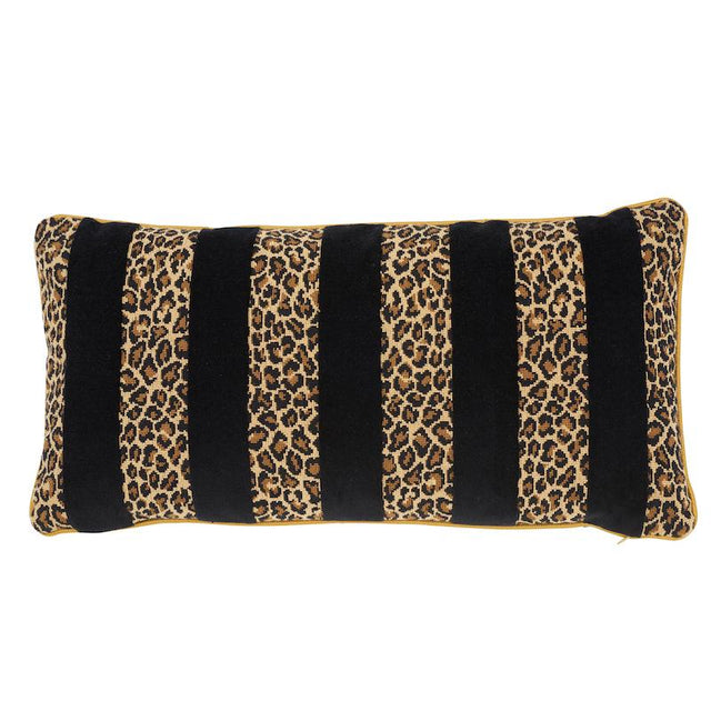 Schumacher Black 24" x 12" Guepard Stripe Velvet Pillow