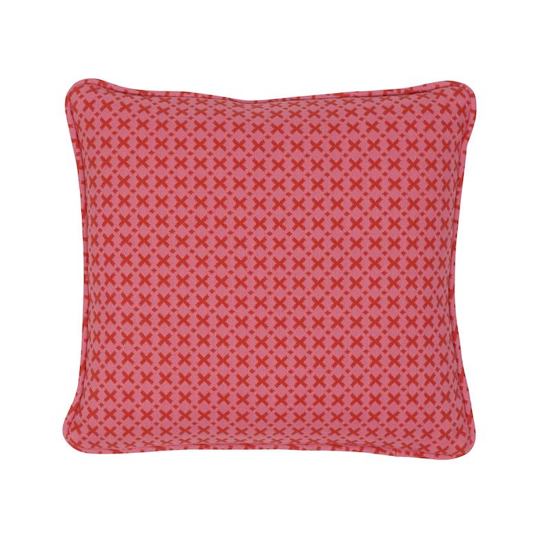 Schumacher Pink & Red 14" x 14" Elias Pillow