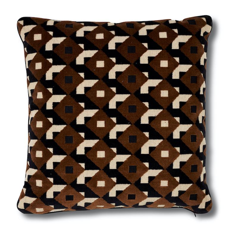 Schumacher Red & Pink 18" x 18" Jokhang Tiger Velvet Pillow