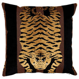 Schumacher Brown & Black 18" x 18" Jokhang Tiger Velvet Pillow