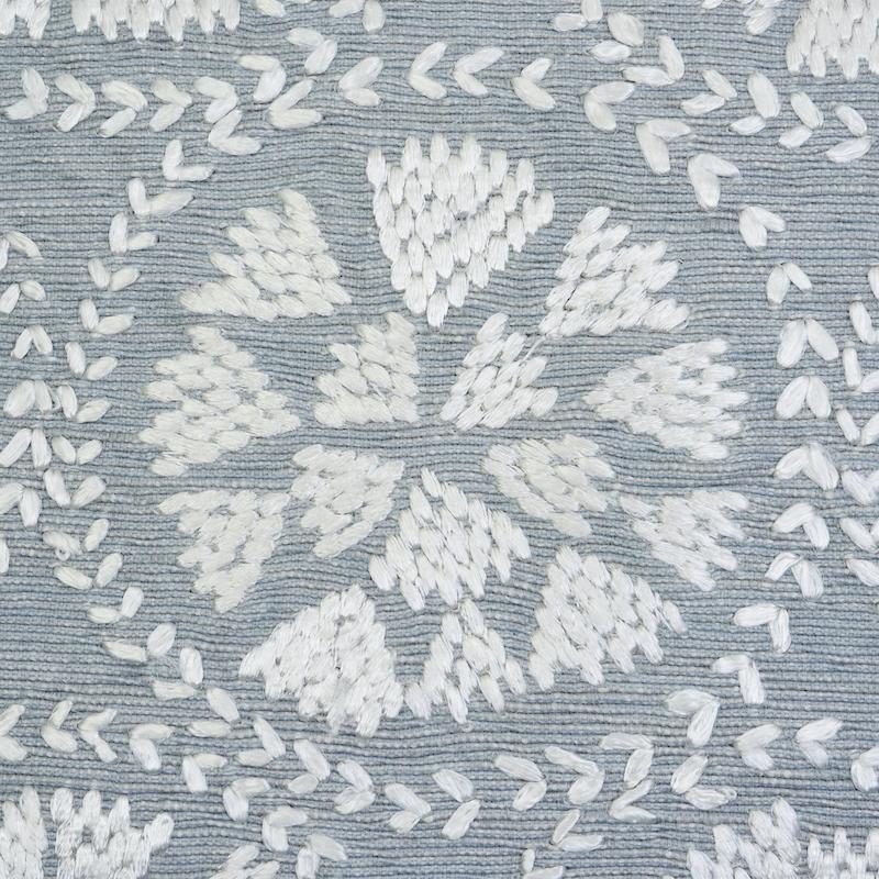 Schumacher Sky 16" x 16" Isla Hand Embroidery Pillow