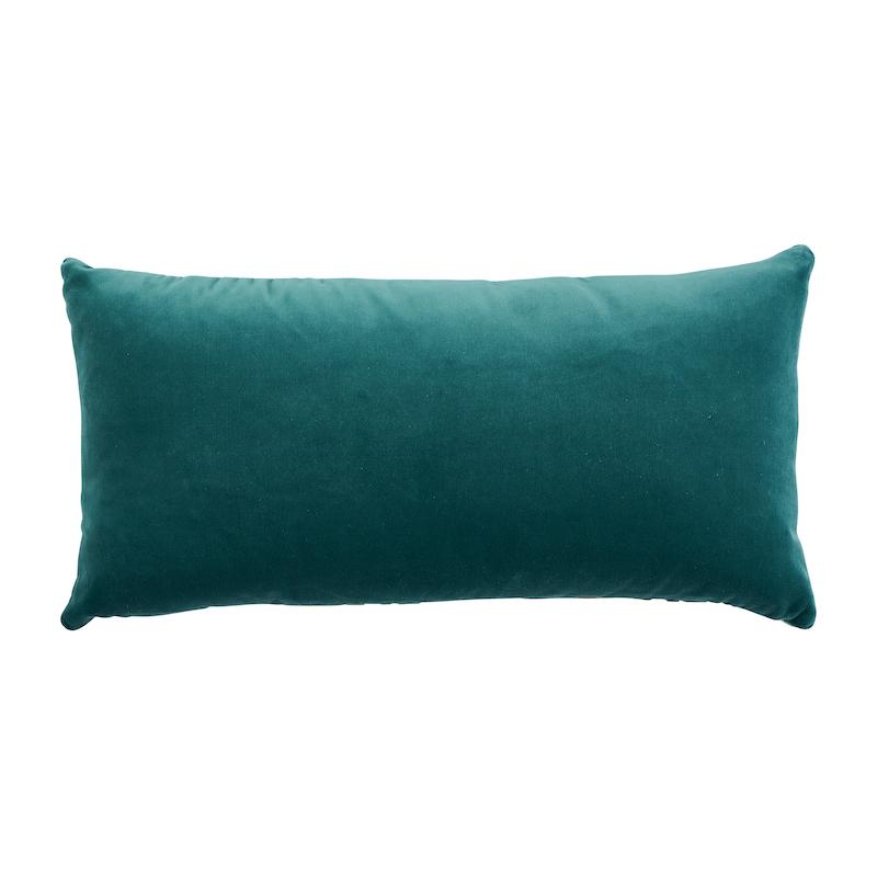 Schumacher Peacock & Celadon 24" x 12" Jennie Velvet Pillow