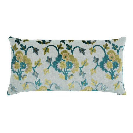 Schumacher Peacock & Celadon 24" x 12" Jennie Velvet Pillow