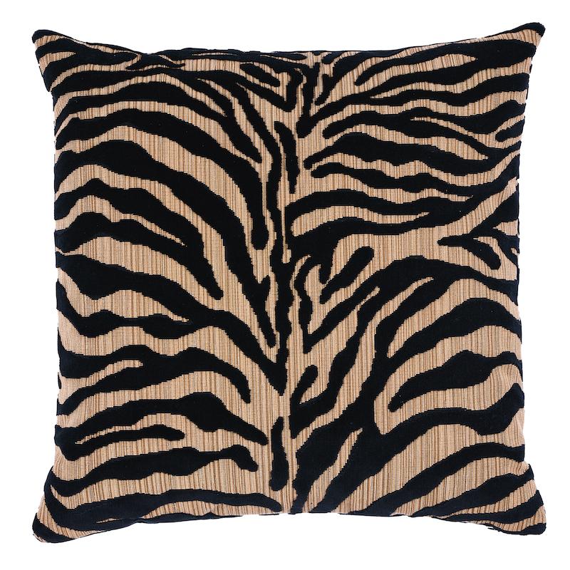 Schumacher Ebony 22" x 22" Regine Strie Velvet Pillow
