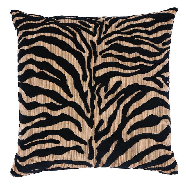 Schumacher Ebony 22" x 22" Regine Strie Velvet Pillow