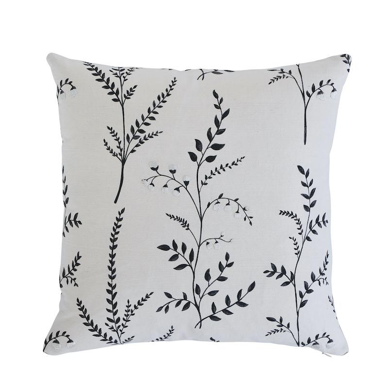 Schumacher Black 20" x 20" Cynthia Embroidered Pillow
