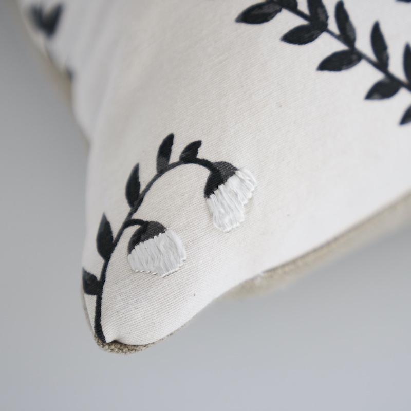 Schumacher Cynthia Embroidered Black 20" x 20" Pillow