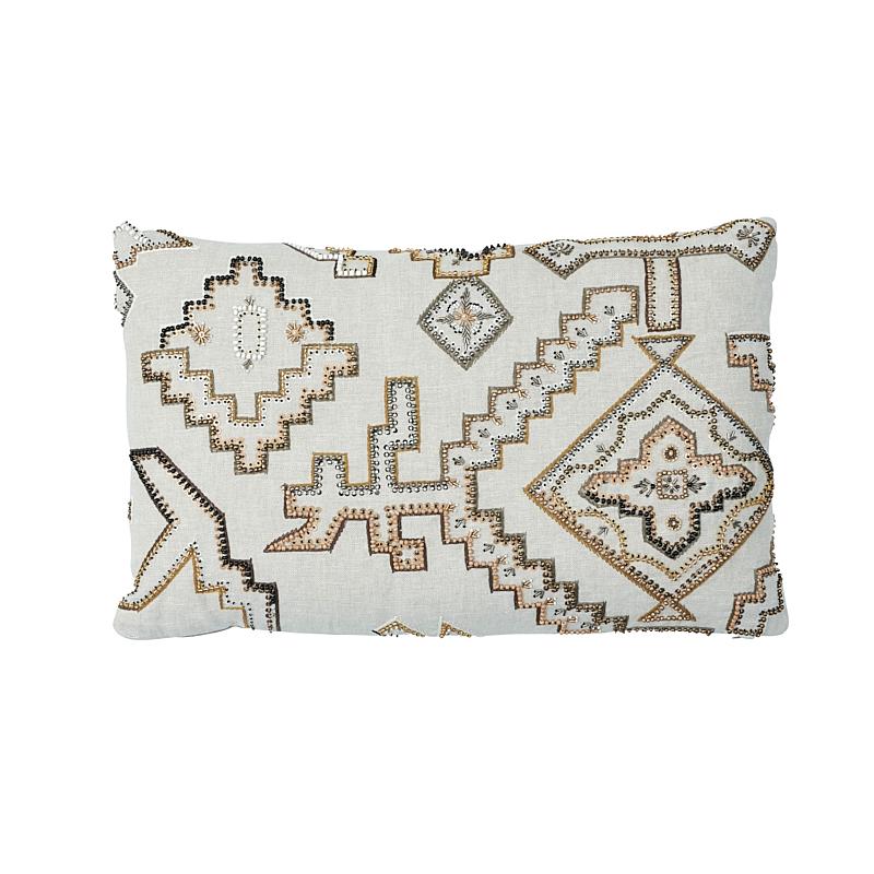 Schumacher Neutral 22" x 14" Ezma Embroidery Pillow