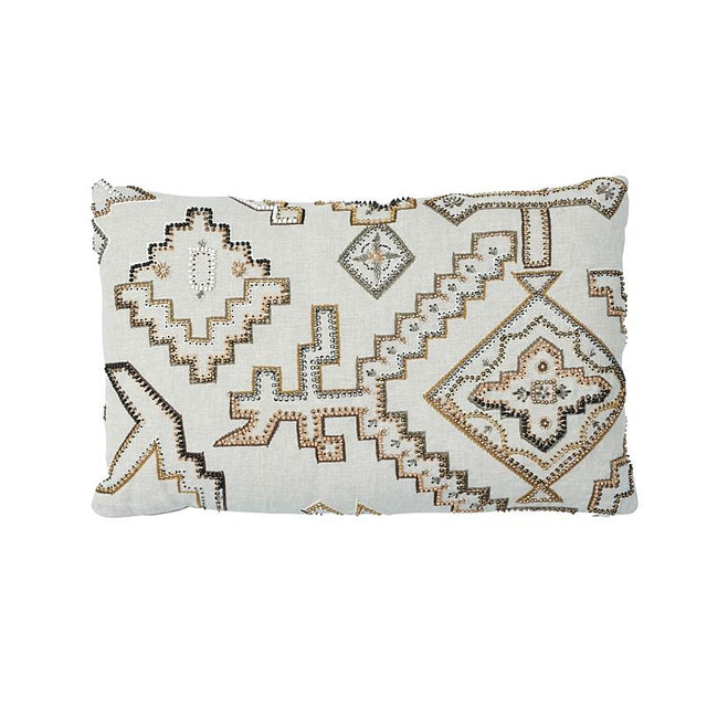 Schumacher Neutral 22" x 14" Ezma Embroidery Pillow