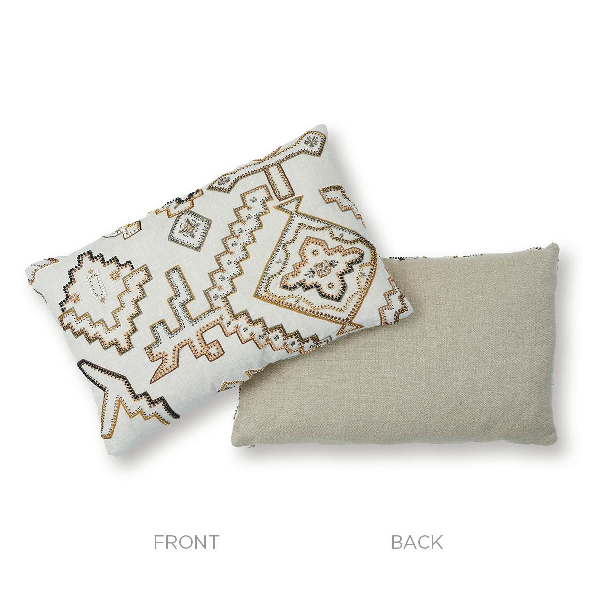 Schumacher Neutral 22" x 14" Ezma Embroidery Pillow