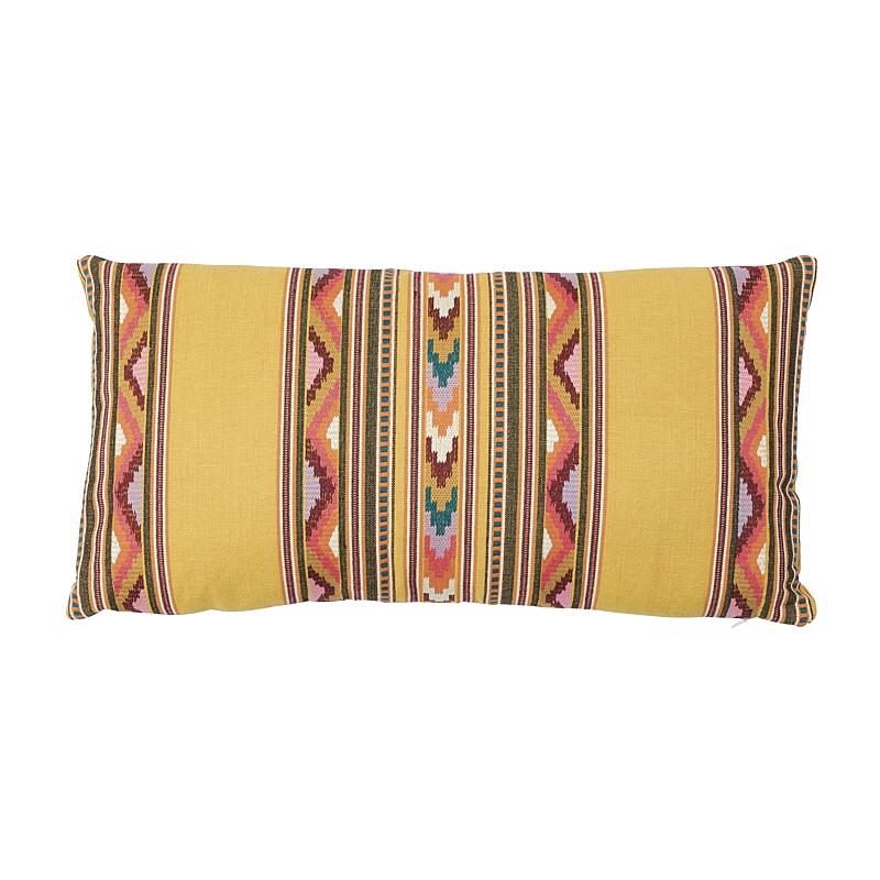 Schumacher Saffron 24" x 12" Zarzuela Embroidery Pillow