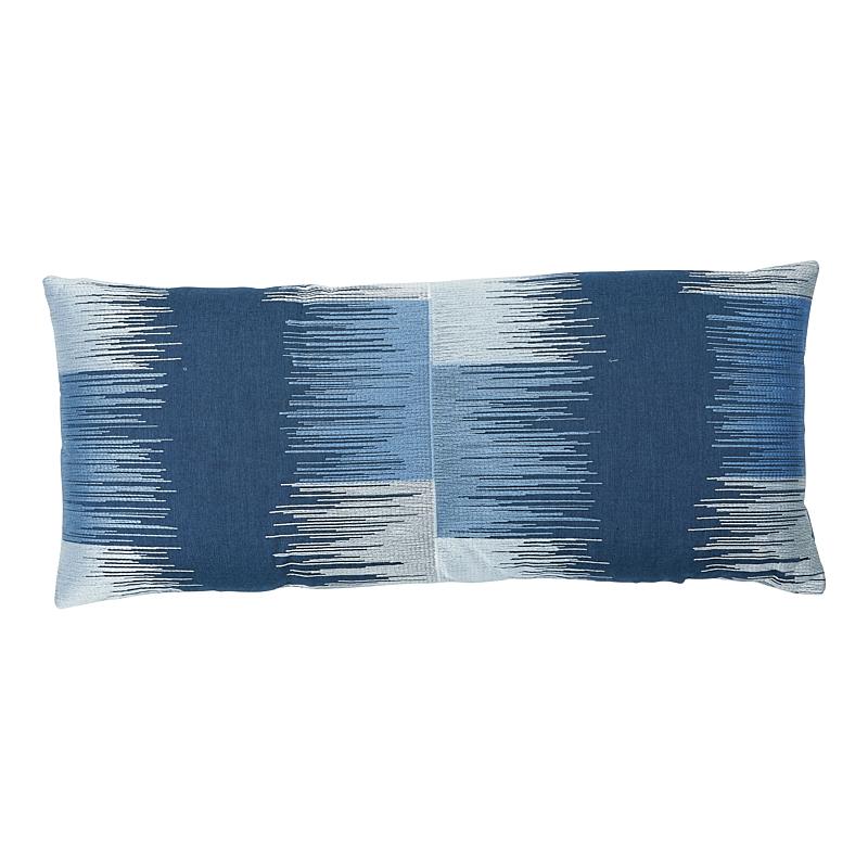 Schumacher Sunburst Embroidery Blue 35" x 15" Pillow
