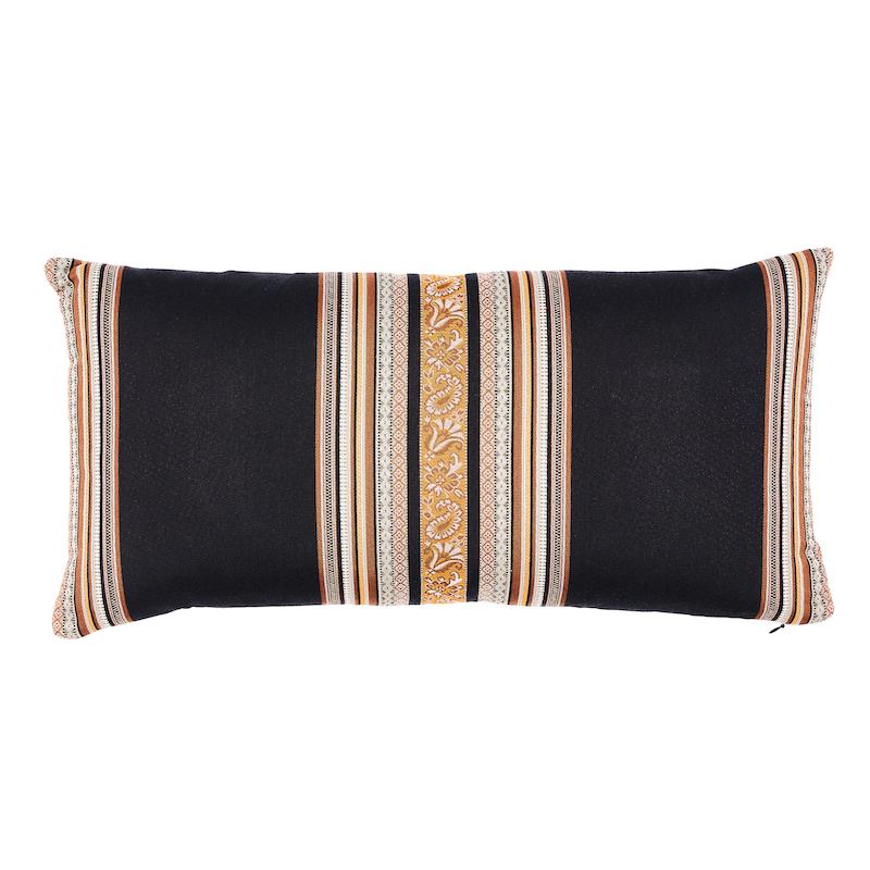 Schumacher Black 24" x 12" Markova Stripe Pillow