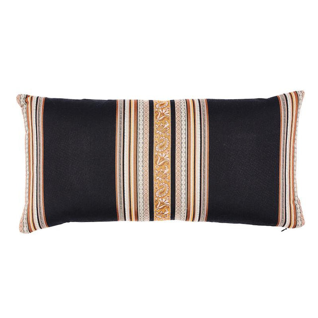 Schumacher Black 24" x 12" Markova Stripe Pillow