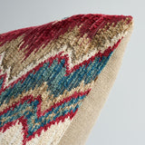 Schumacher Bezique Flamestitch Red & Peacock 22" x 22" Pillow