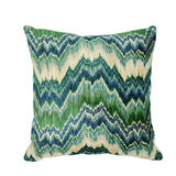 Schumacher Blue & Green 22" x 22" Bezique Flamestitch Pillow