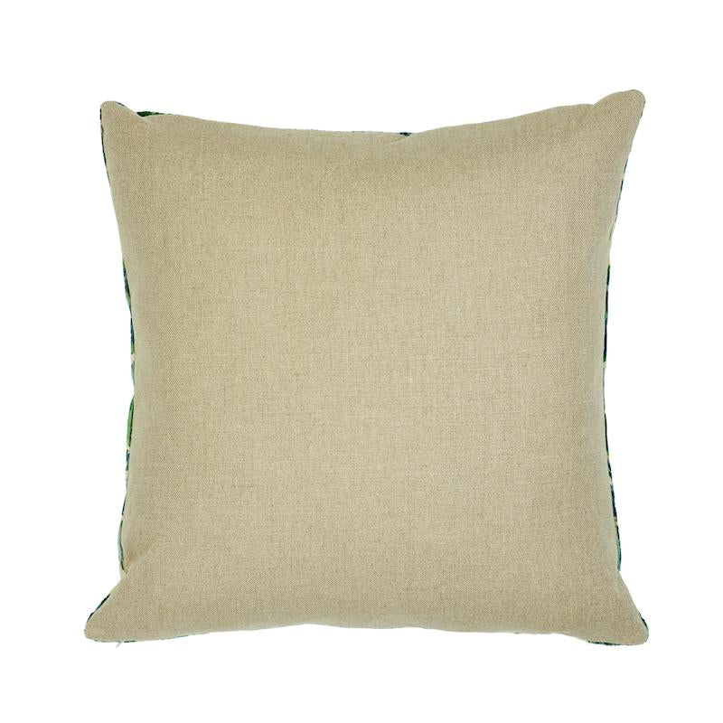 Schumacher Blue & Green 22" x 22" Bezique Flamestitch Pillow