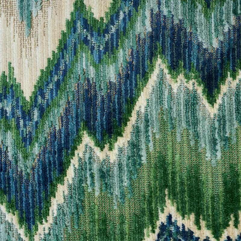 Schumacher Blue & Green 22" x 22" Bezique Flamestitch Pillow