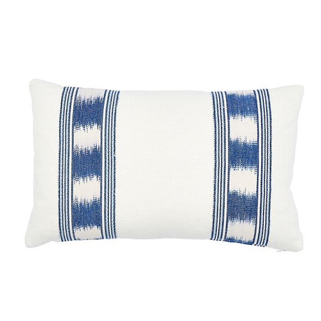 Schumacher Blue & White 22" x 14" Banyan Ikat Pillow