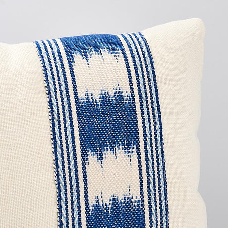 Schumacher Blue & White 22" x 14" Banyan Ikat Pillow