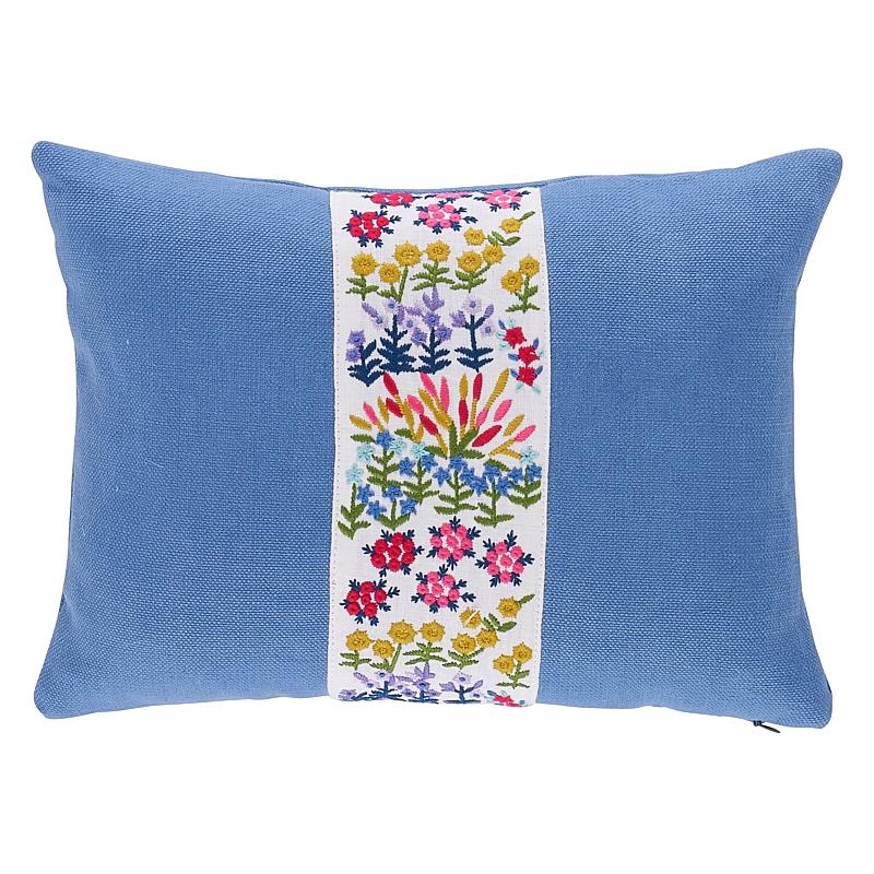 Schumacher Ivory 16" x 12" Lula Embroidered Pillow