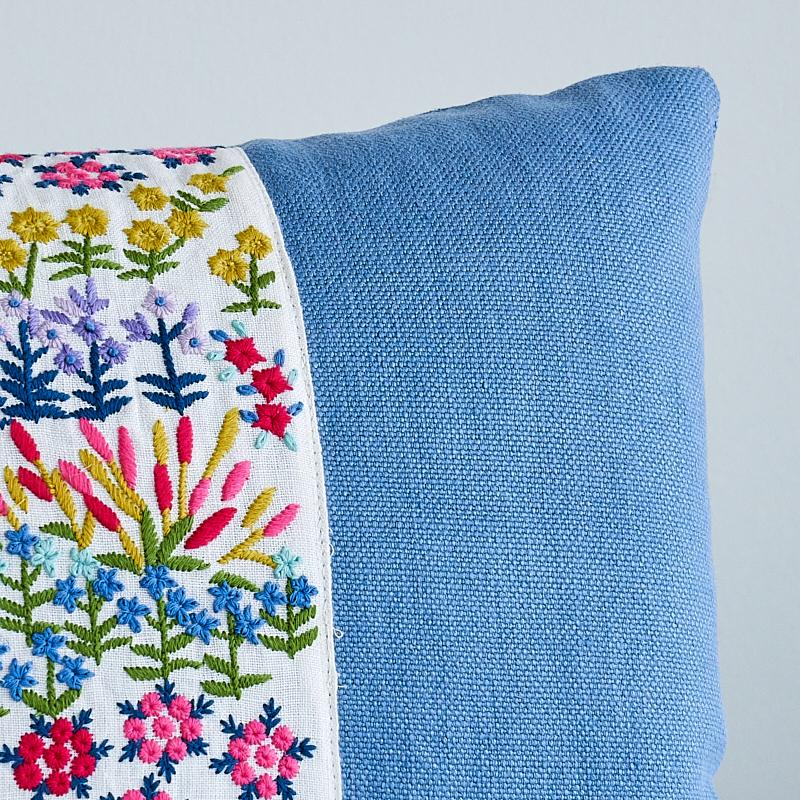 Schumacher Ivory 16" x 12" Lula Embroidered Pillow