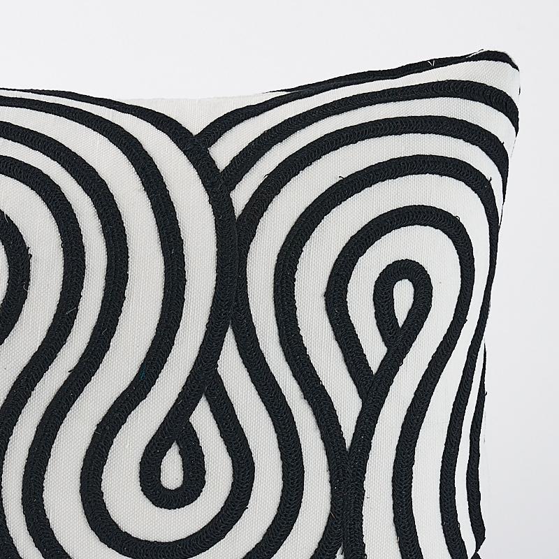 Schumacher Giraldi Embroidery Black 20" x 13" Pillow