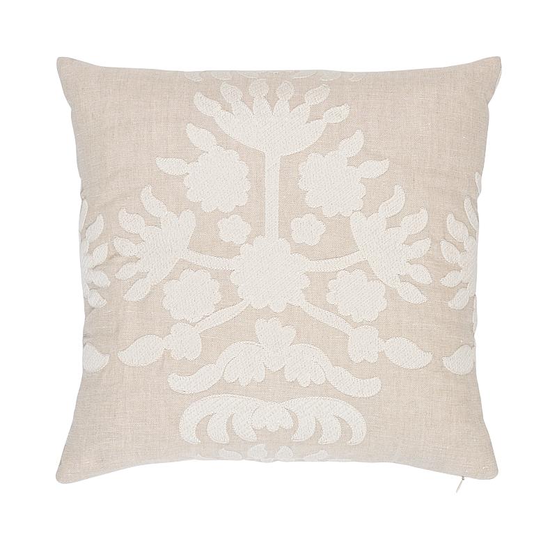 Schumacher Cybele Embroidery Natural 18" x 18" Pillow
