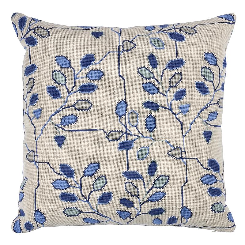 Schumacher Delft Blue 22" x 22" Tumble Weed Epingle Pillow