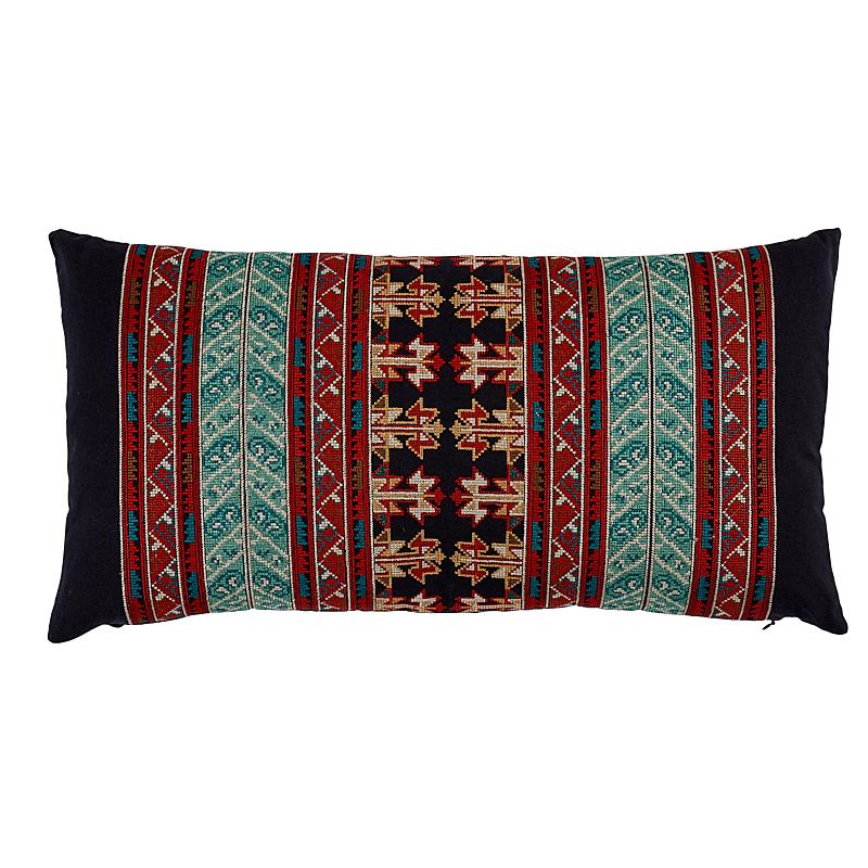 Schumacher Red & Black 24" x 12" Vinka Embroidery Pillow