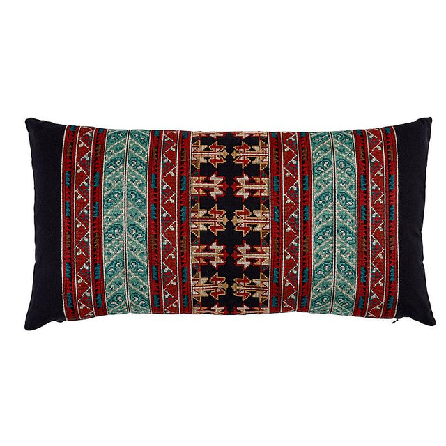 Schumacher Red & Black 24" x 12" Vinka Embroidery Pillow