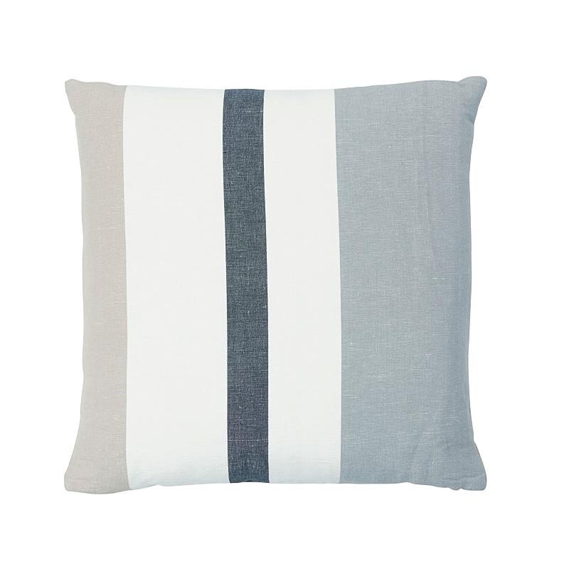 Schumacher Grey Sand 22" x 22" Lolland Linen Stripe Pillow