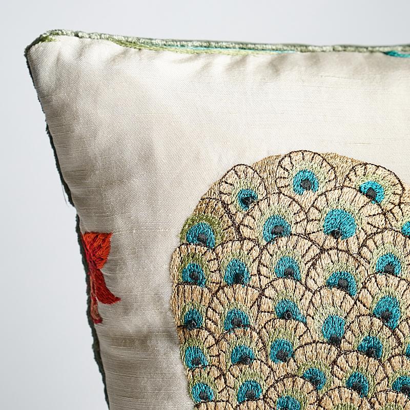 Schumacher Royal Silk Embroidery  D Multi 14" x 14" Pillow