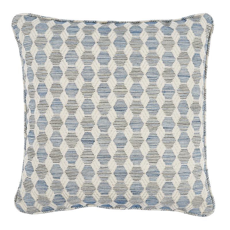 Schumacher Blue 22" x 22" Coquina Pillow