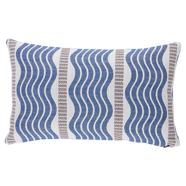 Schumacher Sina Stripe Blue 22" x 14" Pillow