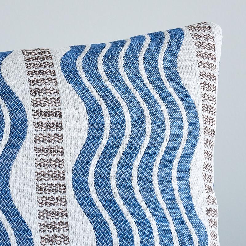 Schumacher Sina Stripe Blue 22" x 14" Pillow