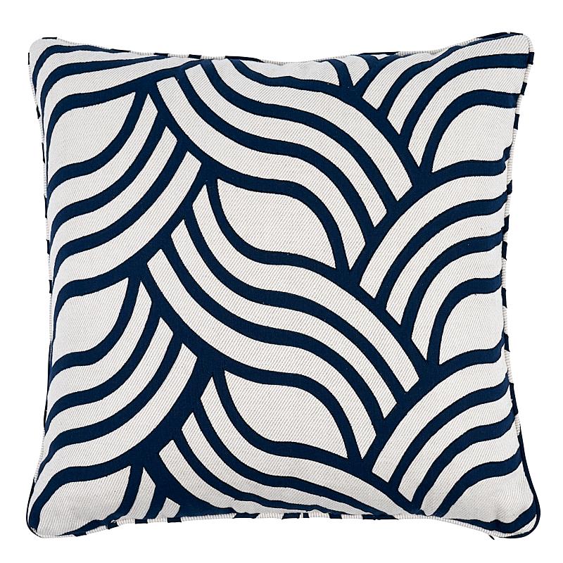 Schumacher Sangomar Applique Navy 22" x 22" Pillow