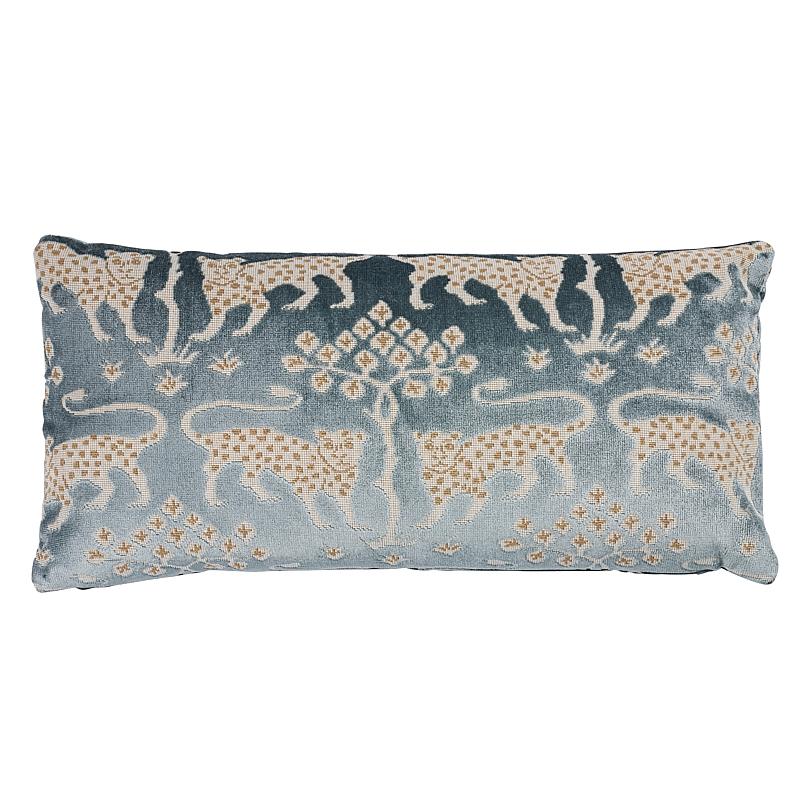 Schumacher Woodland Leopard Velvet Mineral 24" x 12" Pillow