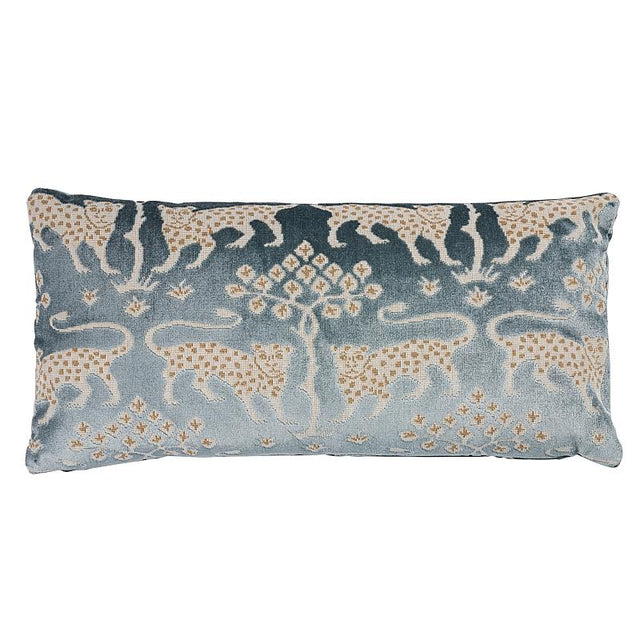 Schumacher Woodland Leopard Velvet Mineral 24" x 12" Pillow