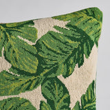 Schumacher Green & Ivory 22" x 22" Tropical Leaf Pillow