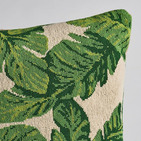 Schumacher Tropi Leaf Green & Ivory 22" x 22" Pillow