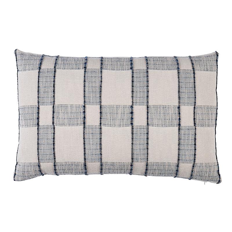 Schumacher Indigo 22" x 14" Elko Plaid Pillow