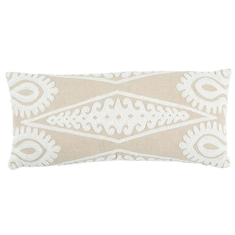 Schumacher Seema Embroidery Natural 24" x 12" Pillow