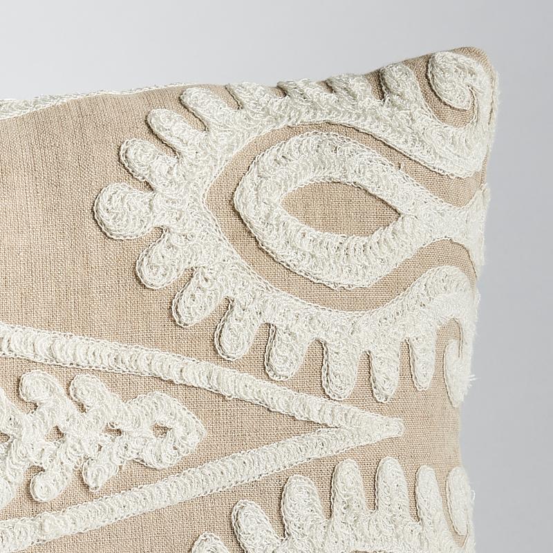 Schumacher Seema Embroidery Natural 24" x 12" Pillow