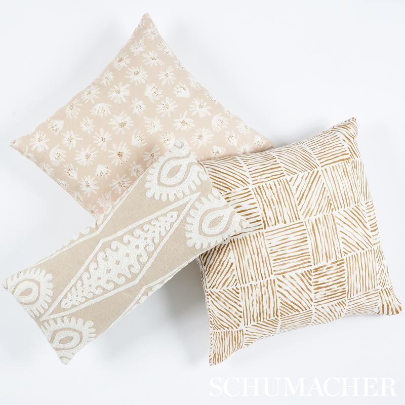 Schumacher Seema Embroidery Natural 24" x 12" Pillow